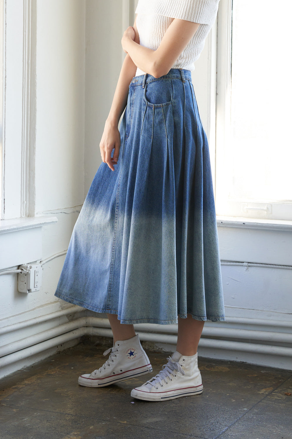 STATE OF MIND DENIM MIDI SKIRT Flying Tomato